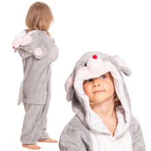 Piżama Dla Dzieci Dziecięca Kigurumi Onesie Kostium Mysz Szara 105-115 cm