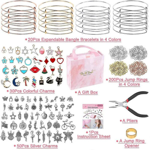 300pcs Bangle Bracelets Making Kit, Charm Bracelet Making Kit 2