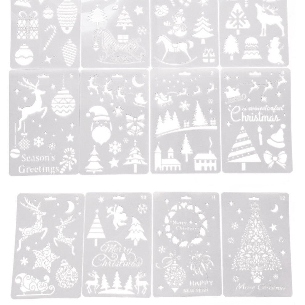 12Pieces Christmas Drawing Templates Reusable Pet Stencils For 7627000307828