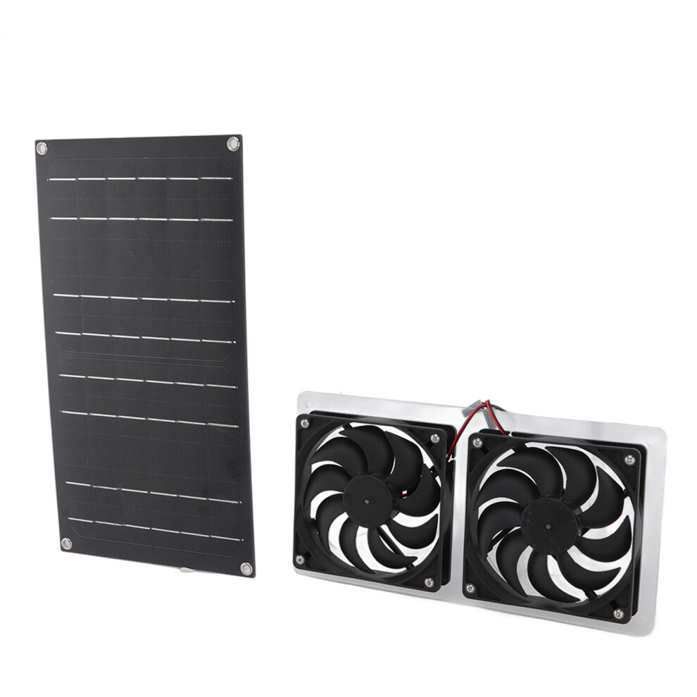100W Solar Panel Fan Kit Dual Fans Ip67 Waterproof For Pet House 8411357246669