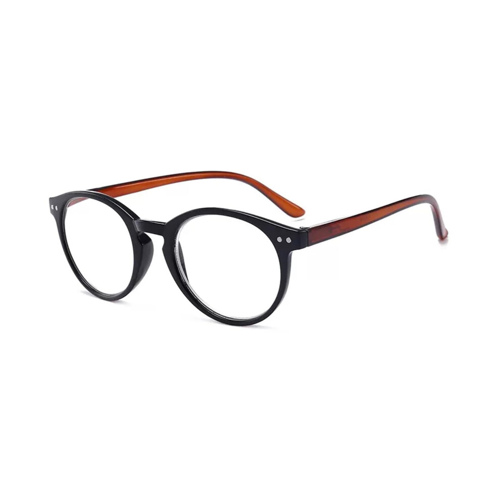 Brown Reading Glasses Unisex With Spring Hinges, Anti-Eyestrain Resin Lenses, Frame Color, Size 3.0X, Stylish Eyeglasses