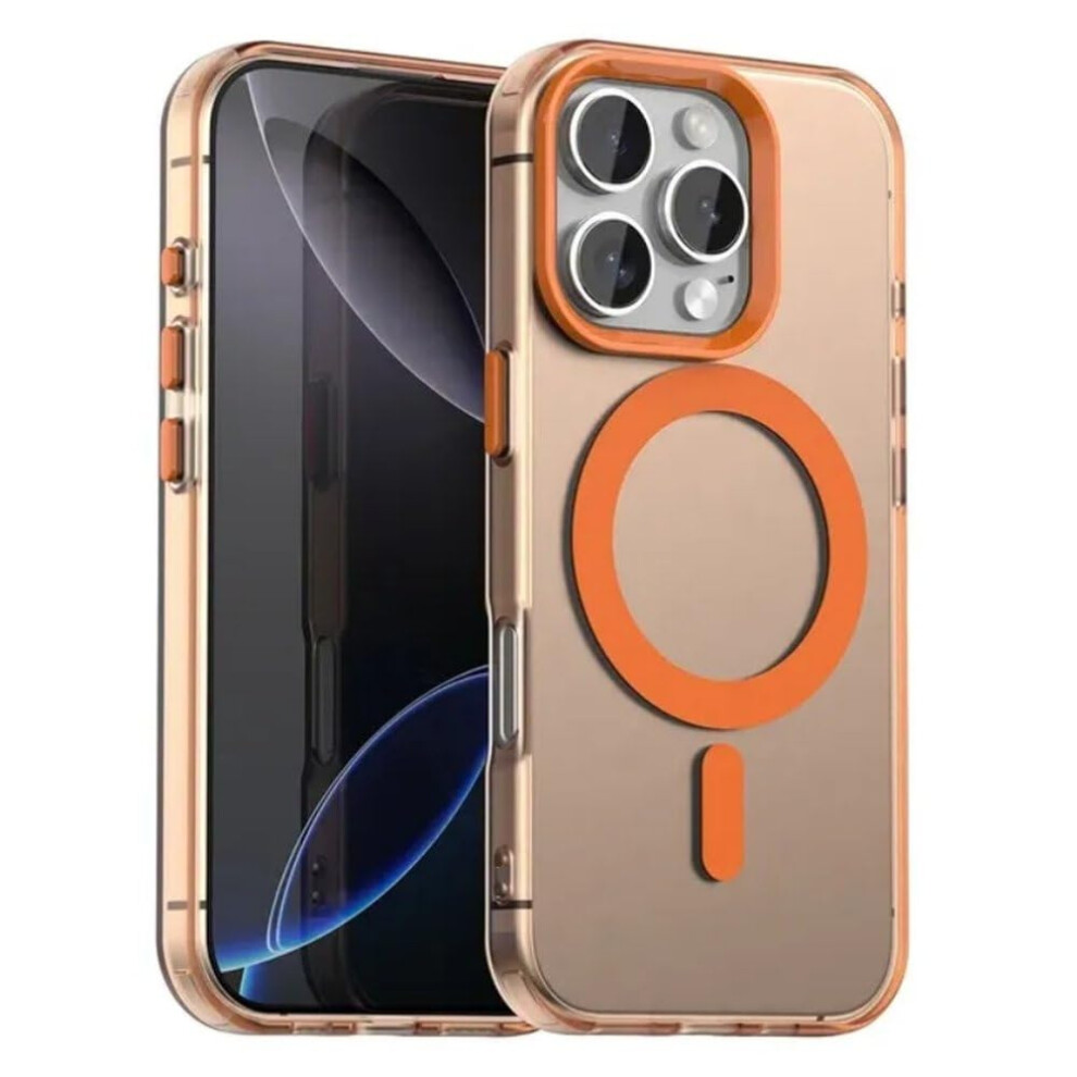 Matte Candy Magnetic Wireless Charging Transparent Case For Iphone 11-14 16 Pro Max, Iphone 15 Pro, Shockproof Orange 9084446717778