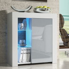 Serene Sideboard 83cm - White & Grey Gloss Doors
