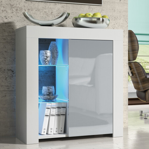 Creative Furniture Serene Sideboard 83cm - White & Grey Gloss Doors