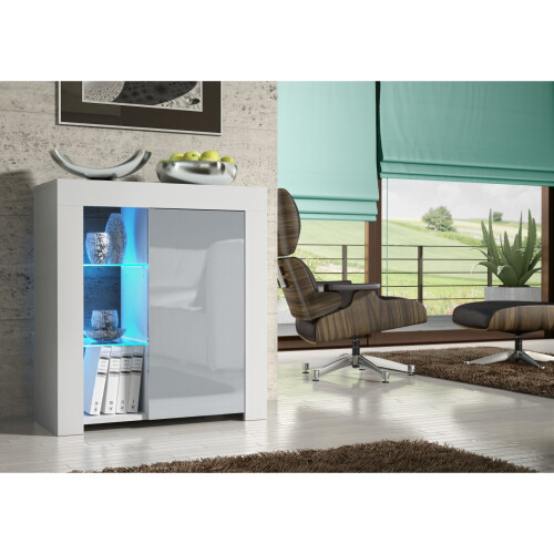 Creative Furniture Serene Sideboard 83cm - White & Grey Gloss Doors 1