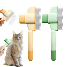 Detangling Pet Comb 2-Pack Self-Cleaning Cat and Dog Grooming Tool With Short and Long Stainless Steel Teeth