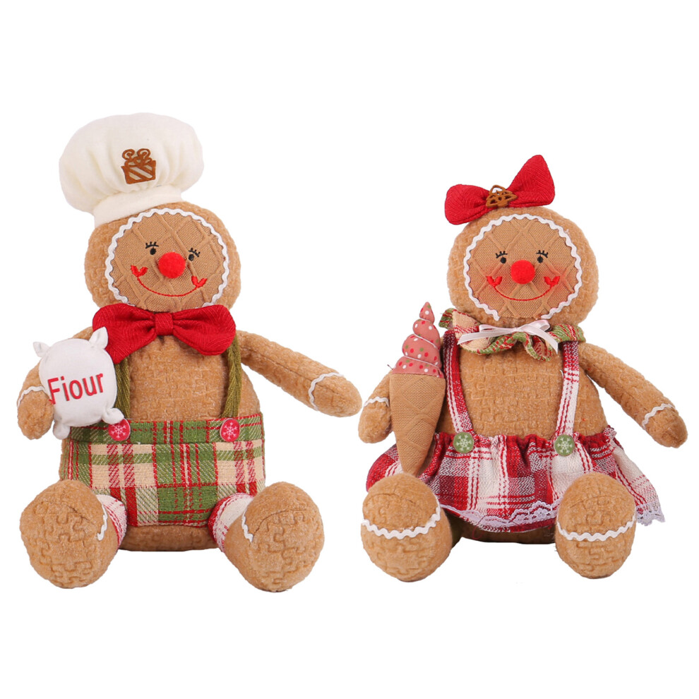 2Pcs Holiday Gingerbreads Man Plush Dolls-Seated gingerbread m-image-OPC-PMMYYP5-NEW