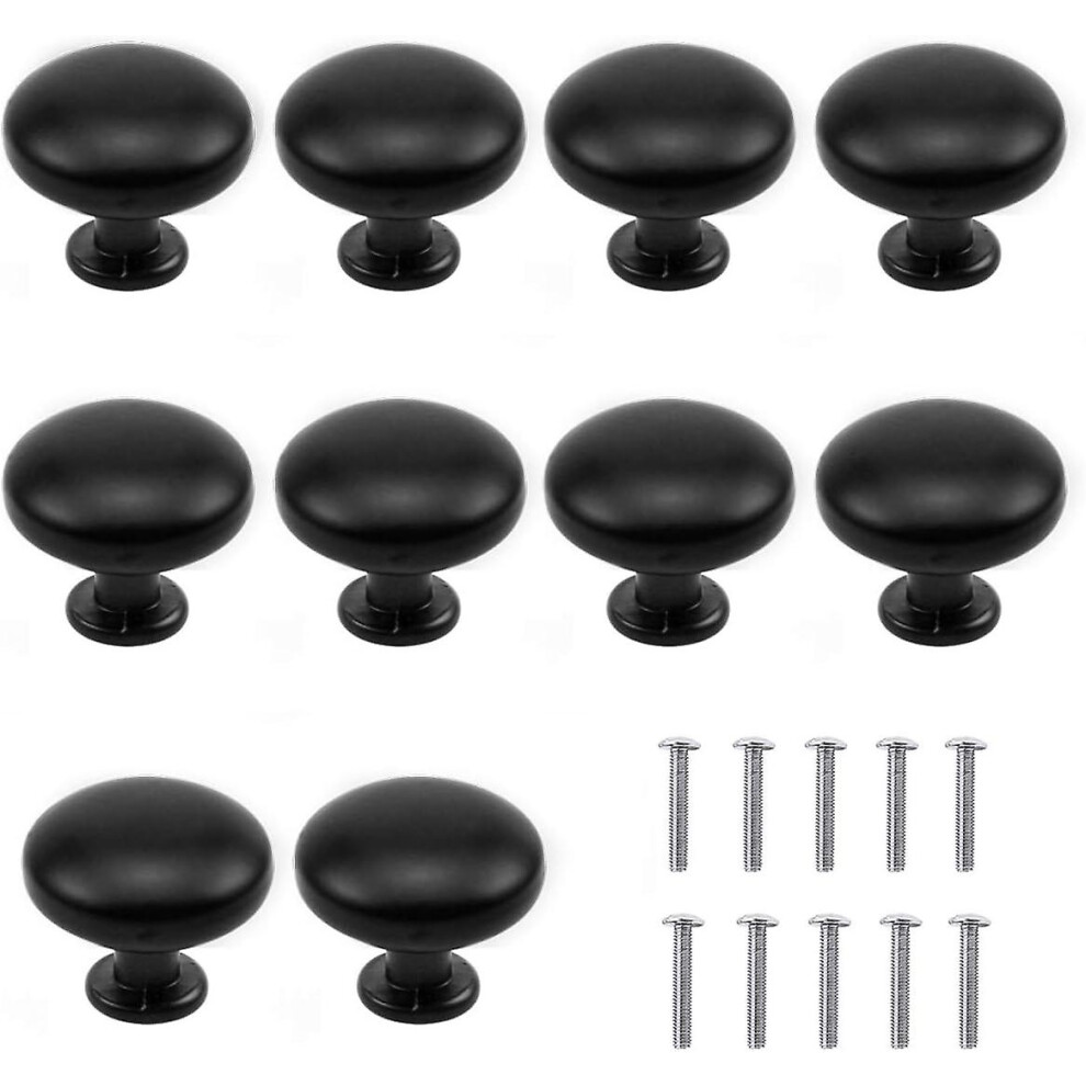 Kikidex (As Show, One Size) Furniture Knobs And Handles,10Pcs Black Drawer Door Handle, 30Mm Furniture Knob, Single Hole Round Drawer Knobs