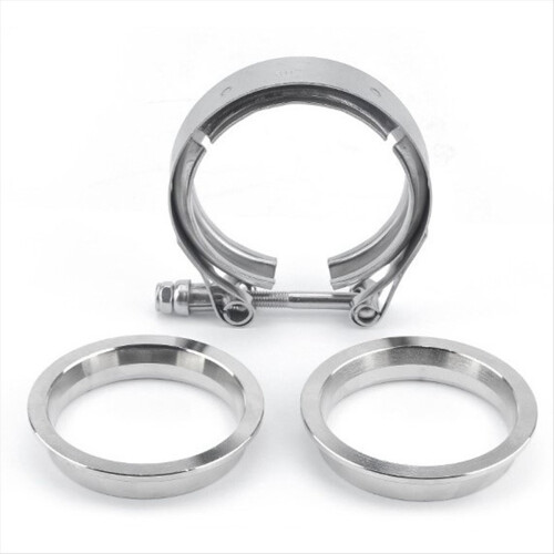 Kit de flange com braçadeira V-Band macho/fêmea de 2,5 polegadas (63 mm) para tubo de escape de turbo 1