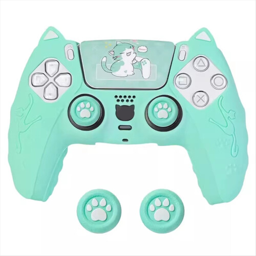 Capa protetora de silicone com orelhas de gato e tema de desenho animado para alça de joystick.