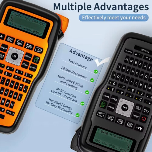 E1000 Label Maker Printer QWERTY Keyboard Symbols Industrial Work with 2