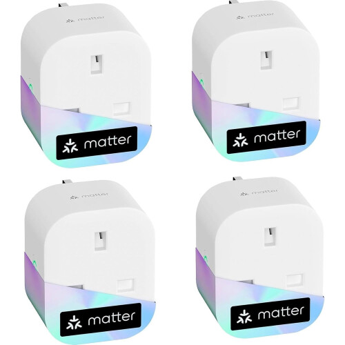 (Pack of 4) Meross Matter WiFi Smart Plug Power Socket Wireless Remote Control Amazon Alexa Google Home UK