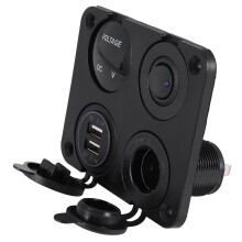 4 Functies Paneel Dubbele USB Lader Groene LED Volt 12V Stopcontact AAN-UIT