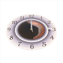Relógio de parede decorativo silencioso em formato de xícara de café com espuma para cozinha.