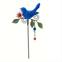 Stück Metall-Vogel-Gartenstecker-Windspiel mit Glocke, Außendekoration, Weihnachten