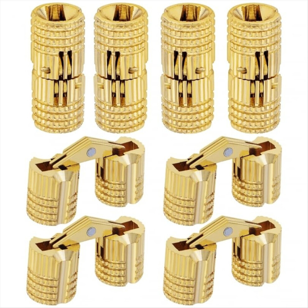 8Pcs 10 mm Hidden Brass Hinges,180 Degree Opening Angle Concealed Furn