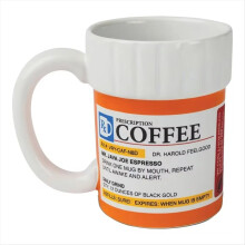 Xícara de café de cerâmica, caneca modelada em formato de frasco de remédio, caneca com receita médica, Cera