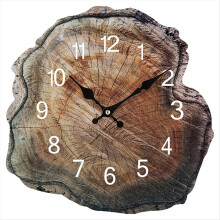 12-Zoll-Wanduhr aus Holz mit simuliertem Jahresring, antike Holzmaserung, geräuschlos