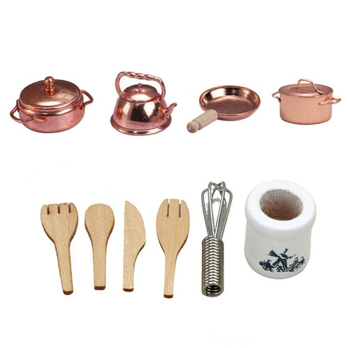 1/12 Dollhouse Mini Kitchenware -munakontrolleri lusikkakeramiikkateline settiin 1