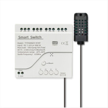 Tuya WiFi DC 7-32V 4-kanals smartbryter temperatur- og fuktighetssensor
