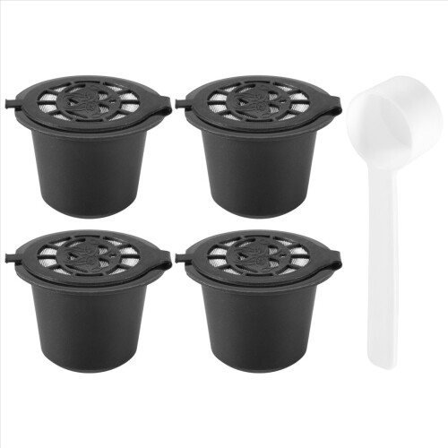 4 cápsulas de café recargables y reutilizables para cafeteras con cuchara