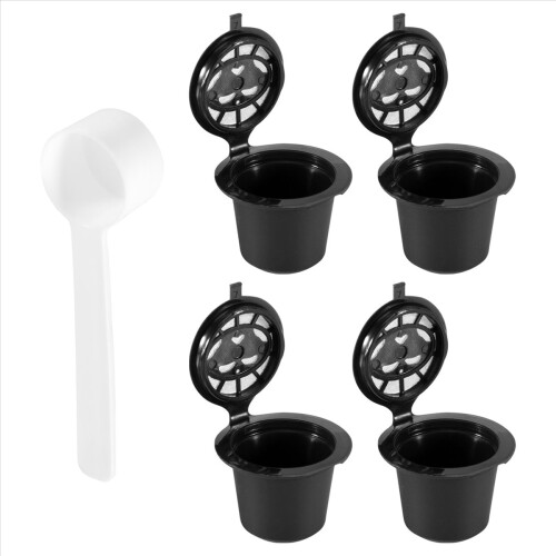 4 cápsulas de café recargables y reutilizables para cafeteras con cuchara 2