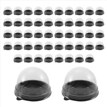 Cutie transparentă din plastic pentru tort, cu capace tip cupolă, pachet de 50 de recipiente mini pentru brioșe