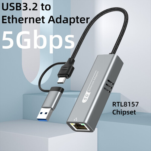 USB 3.2 naar 5Gbps Ethernet Adapter RTL8157 5000Mbps RJ45 Netwerkconverter 2