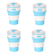 Copo de viagem dobrável de silicone azul claro - copo para camping, para água e outras bebidas para adultos.