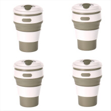 Copo de viagem dobrável de silicone na cor café - copo para camping, para água, ideal para adultos.