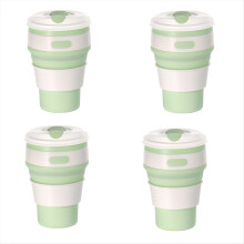 Copo de viagem dobrável de silicone verde claro - copo para camping, para água, ideal para adultos.