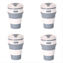 Copo de viagem dobrável de silicone cinza - copo para camping, copo para água para adultos