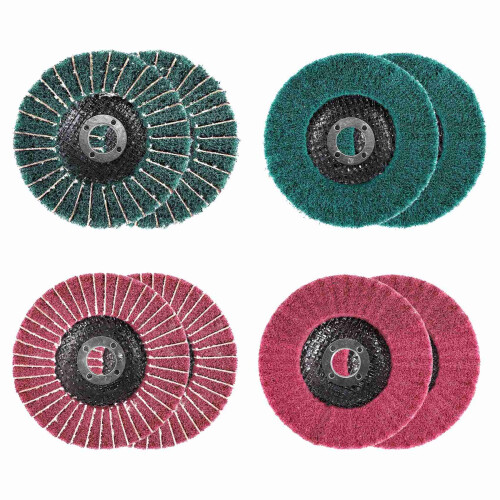 Conjunto de 8 discos de lixa de fibra de nylon de 4 polegadas, nas cores vermelha e verde, com grãos sortidos. 2
