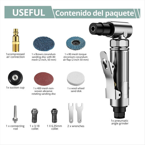 Esmerilhadeira pneumática angular, 90 graus, serviço pesado, 20.000 RPM, areia compactada. 2
