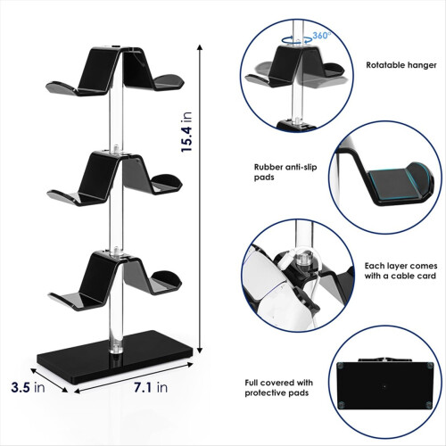 Controllerholder til headset, 3 niveauer, justerbar akryl gaming til U 2