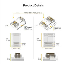 24 stuks 3-pins 12 mm transparante afdekconnectorkits voor COB LED-strips