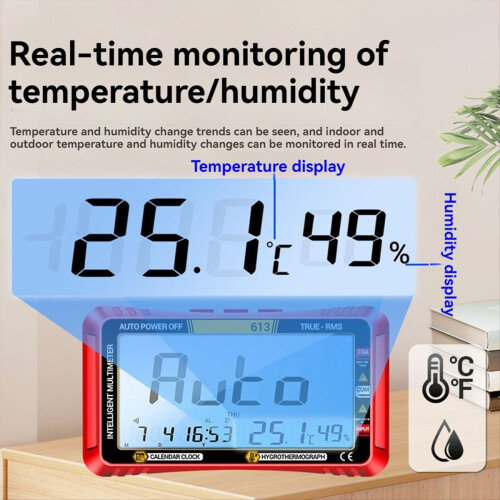 613Smart Multimeter Realtids Sluk-Måletester Amperemeter Voltm