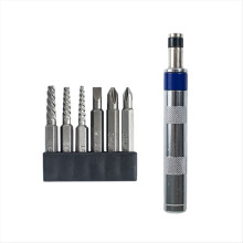Juego de destornilladores 6 en 1 con entrada de impacto de 1/4 de pulgada para tornillos oxidados, atascados o rotos.