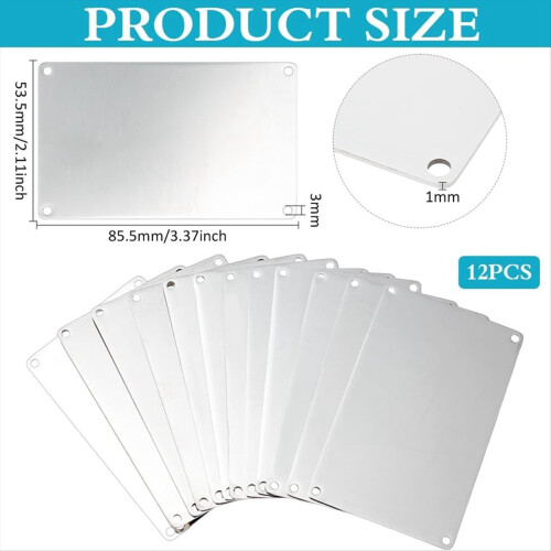 Conjunto de 12 peças de aço inoxidável 304 para gravação, formato retangular de 3,4 x 2,1 polegadas. 2