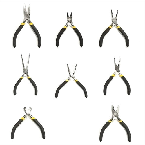 8PCS Mini Pliers Set Long Nose with Teeth Flat Jaw Round Diagonal Wire
