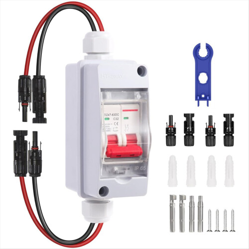 Solpanelafbryder DC 500V afbryderboks 32Amp IP65 W 1