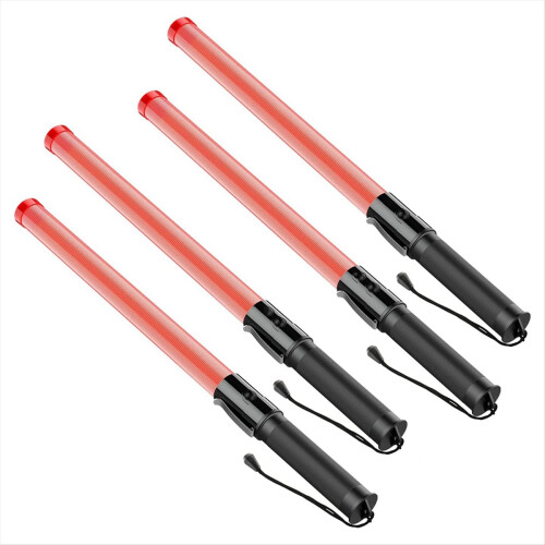 4er-Pack Verkehrsleitstab, 53 cm LED-Sicherheitsleuchte mit 2 Blinkmodi