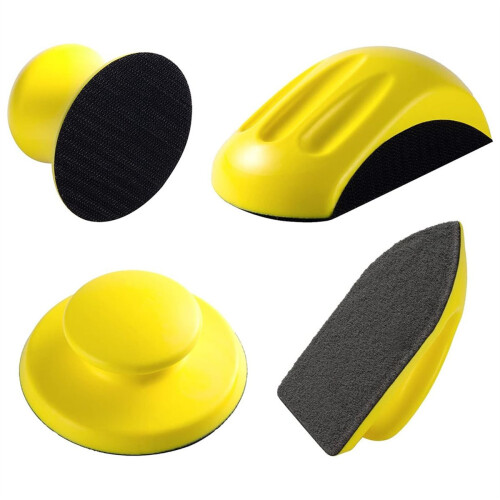 Conjunto de 4 blocos de lixa com fixação por velcro e escova de limpeza inclusa (5 polegadas de diâmetro).