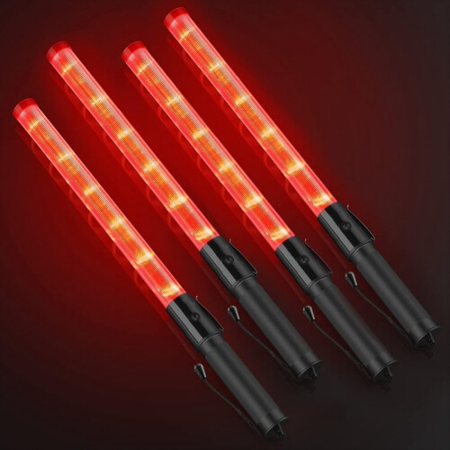 4er-Pack Verkehrsleitstab, 53 cm LED-Sicherheitsleuchte mit 2 Blinkmodi 2