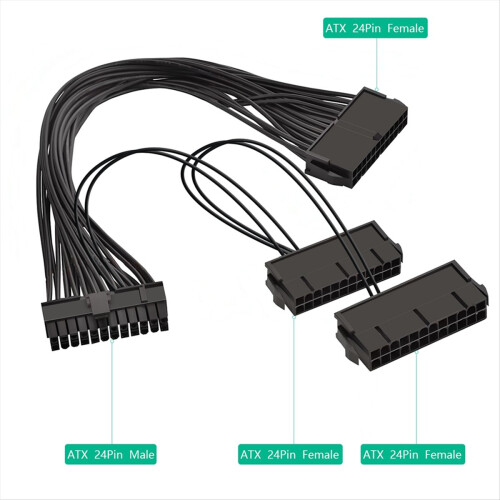 Καλώδιο διαχωριστή τροφοδοτικού ATX 24 ακίδων αρσενικό, 1 έως 3 θύρες θηλυκό για... 2
