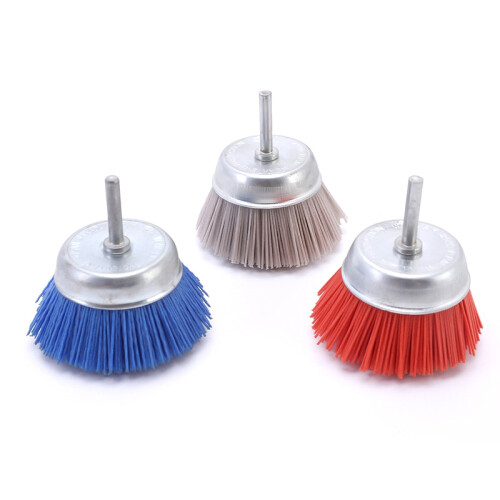 Kit com 3 escovas abrasivas de filamento de nylon de 3 polegadas com ponta de 1/4 de polegada.