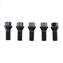 5 ks M14 x 1,25 čierne skrutky s poistným okom kolesa, oceľové 36136781151 pre