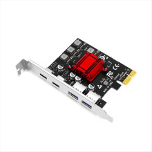 PCIE-utvidelseskort til 2-porters USB 3.2 Gen1 Type-C + Type-A-adapter for