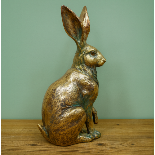 Antique Gold Resin Hare Ornament | 38 cm 1
