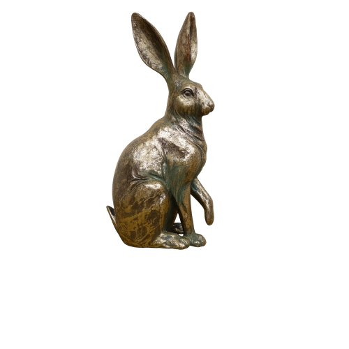 Antique Gold Resin Hare Ornament | 38 cm